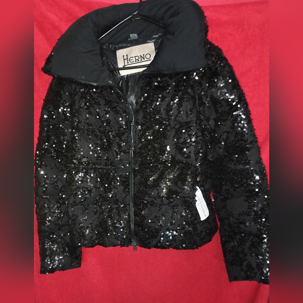 Herno Black Sequin Puffer Jacket NEW W TAGS!! $1200+ Retail!!!